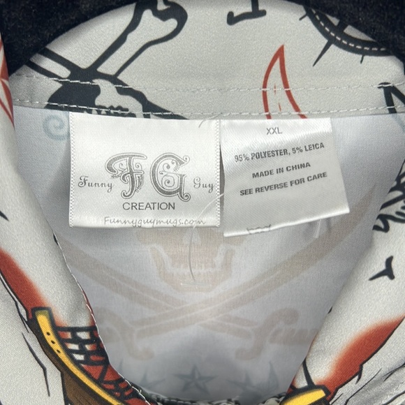 Funny Guy Creation Mens Shirt Button Up Pirates Octopus Skeleton Pirate Size XXL - Picture 3 of 5